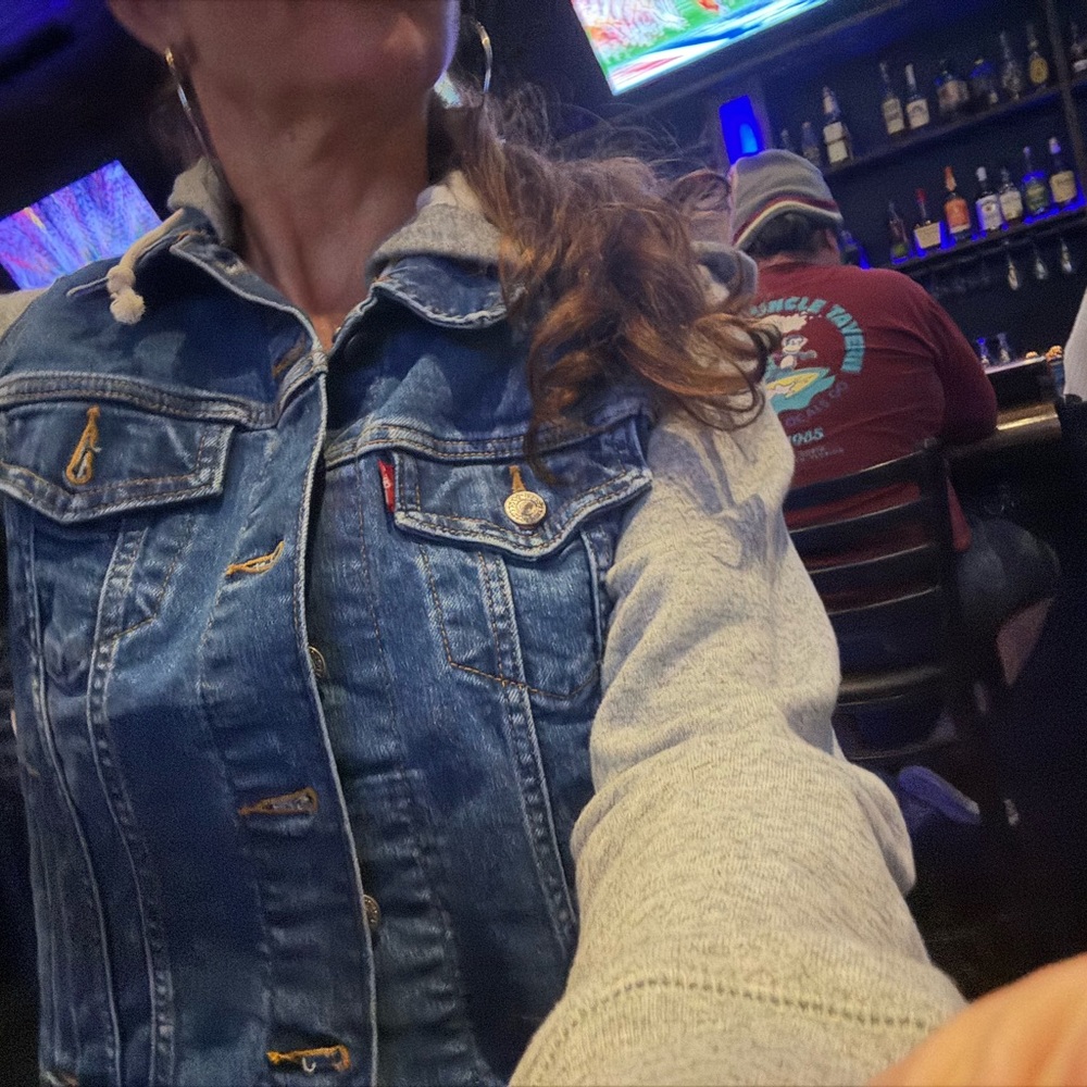 Denim and cotton (sweatsuit material) jacket
